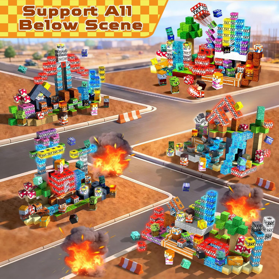Magnetic Building Blocks and Cubes with Light-Up LED Pieces for Toys