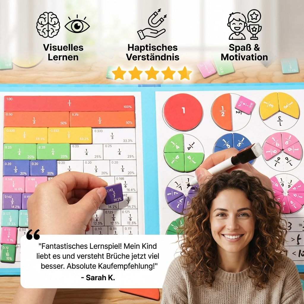 Magnetic Fraction Tiles and Circles with Wipe-Clean Book and Dry-Erase Marker