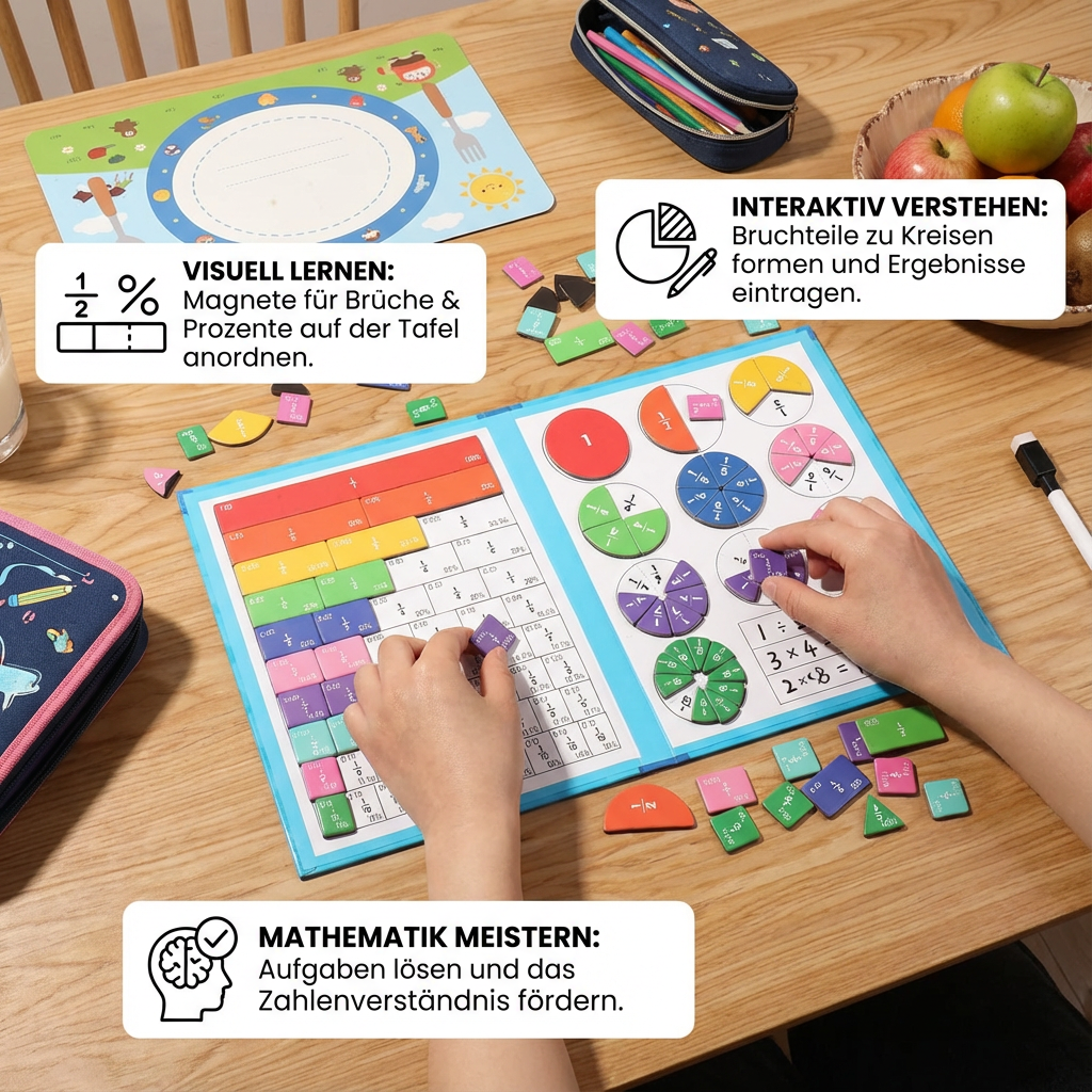 Magnetic Fraction Tiles and Circles with Wipe-Clean Book and Dry-Erase Marker