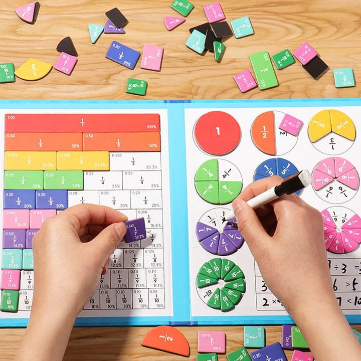 Magnetic Fraction Tiles and Circles with Wipe-Clean Book and Dry-Erase Marker