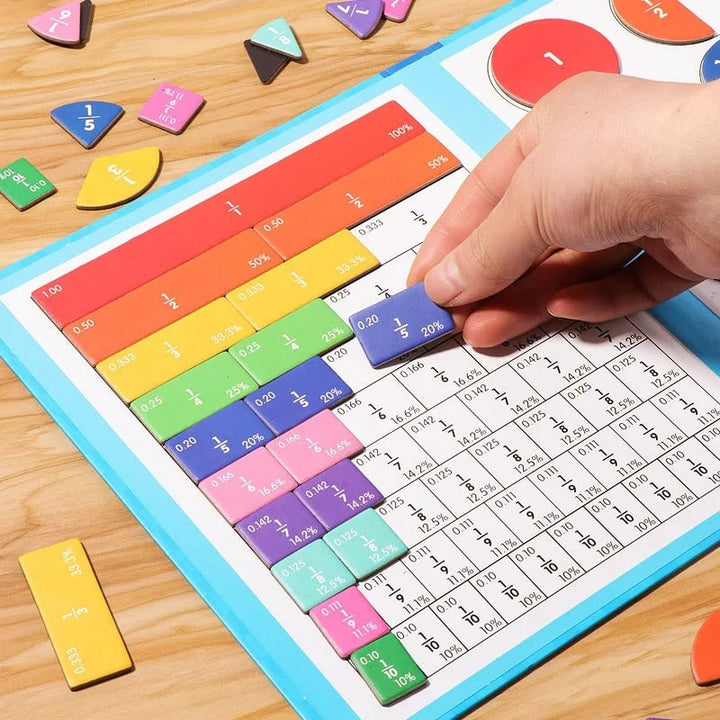 Magnetic Fraction Tiles and Circles with Wipe-Clean Book and Dry-Erase Marker