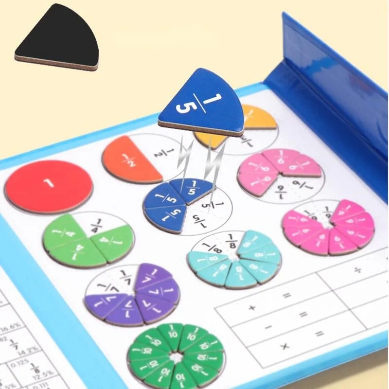 Magnetic Fraction Tiles and Circles with Wipe-Clean Book and Dry-Erase Marker