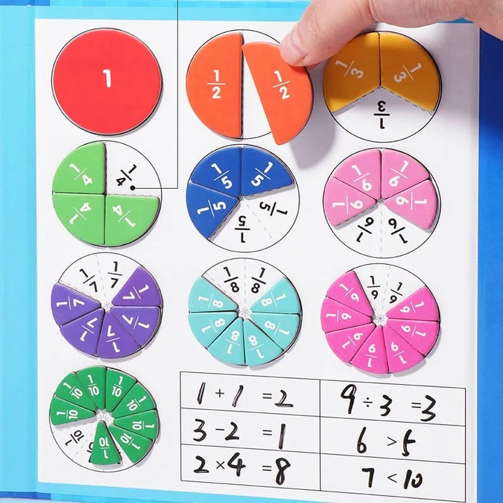 Magnetic Fraction Tiles and Circles with Wipe-Clean Book and Dry-Erase Marker