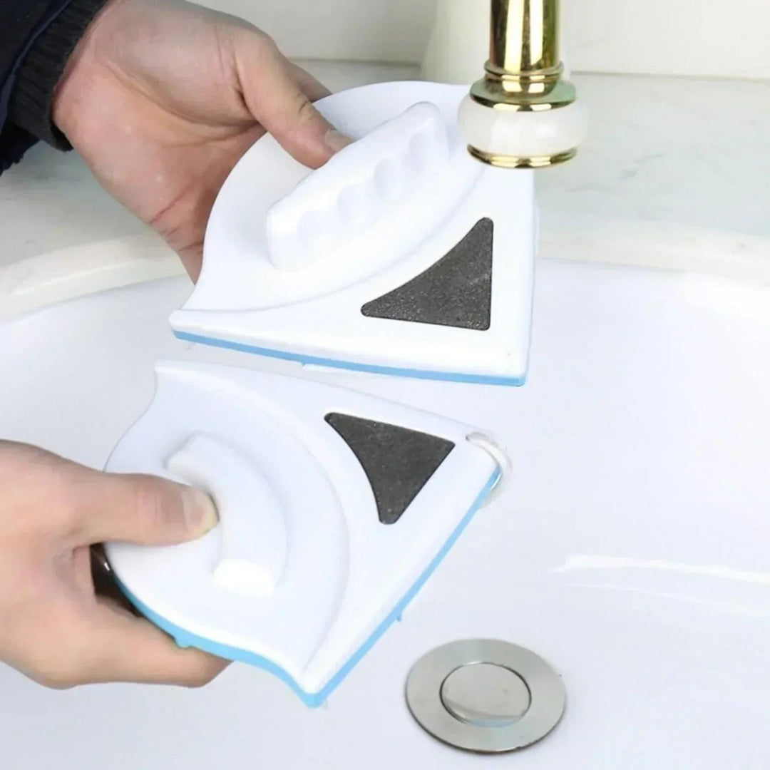 Magnetic Window Cleaner Squeegee with Double-Sided Cleaning and Replaceable Pads