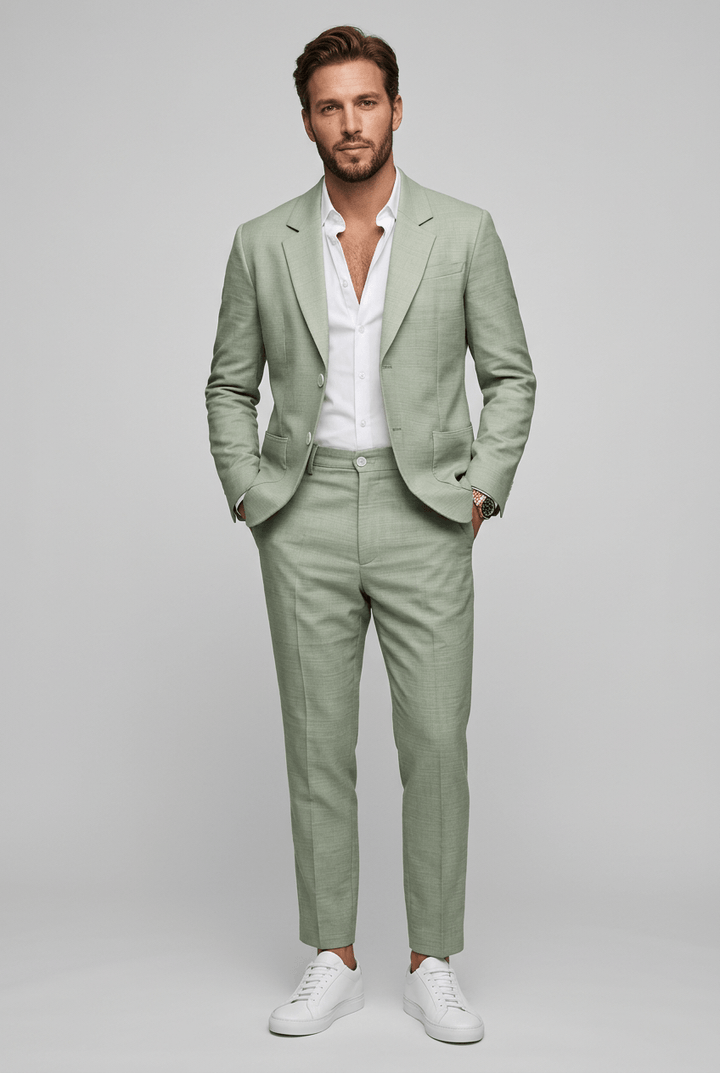 Men's Slim Fit Suit – Two-Piece with Notch Lapels, Suitable for Work and Formal Occasions