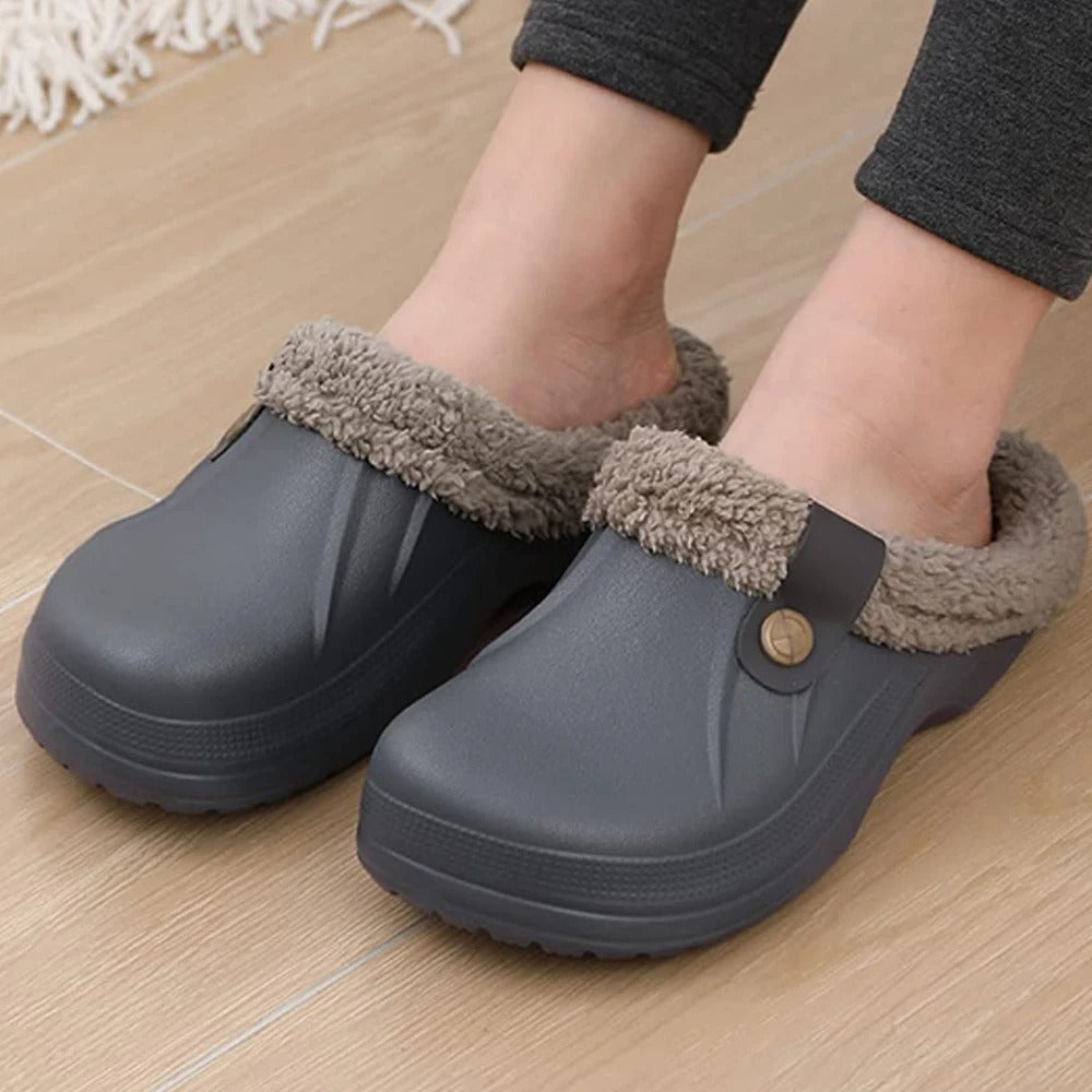 Men's Waterproof Fur-Lined Winter Clogs with Non-Slip Sole