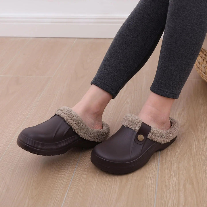 Men's Waterproof Fur-Lined Winter Clogs with Non-Slip Sole