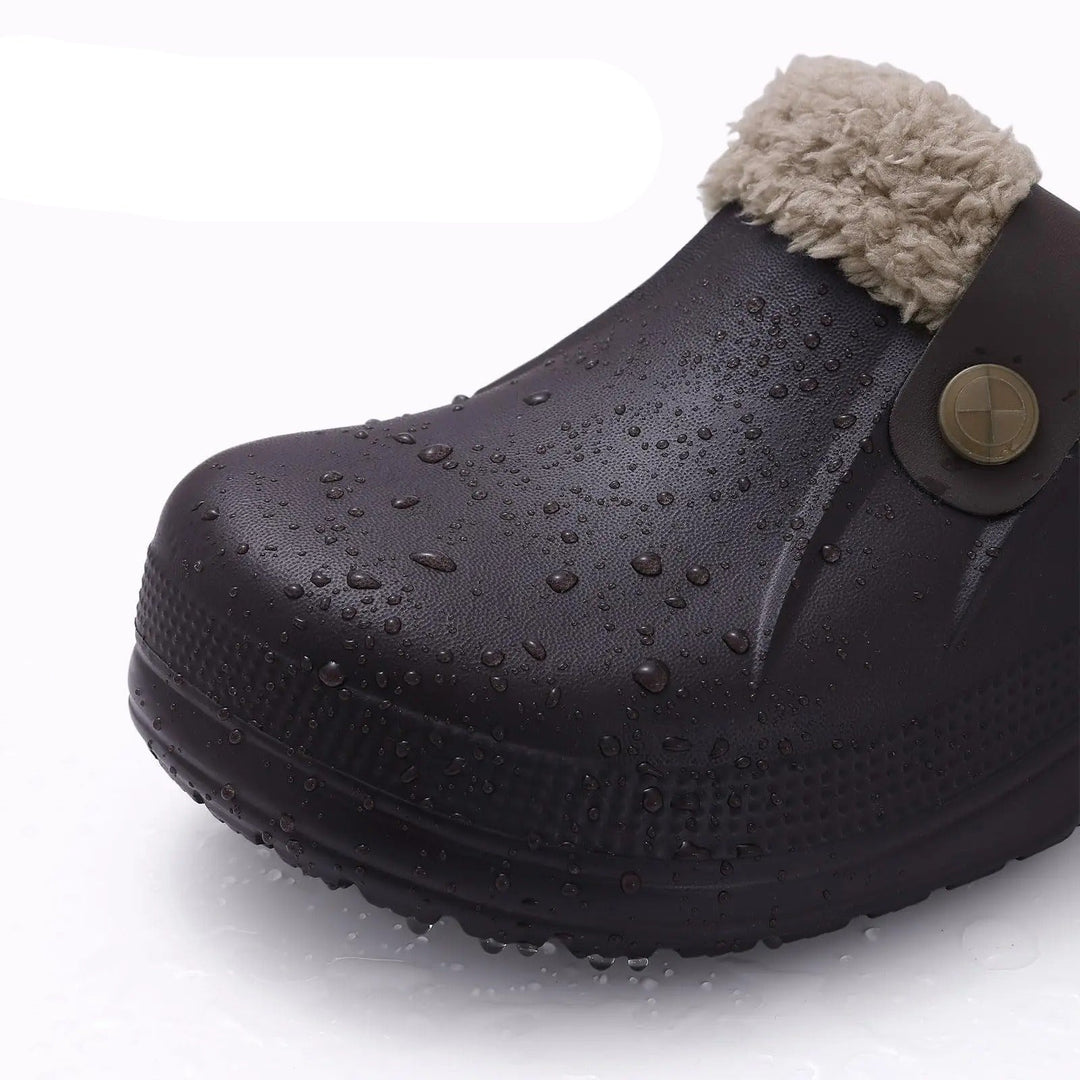 Men's Waterproof Fur-Lined Winter Clogs with Non-Slip Sole
