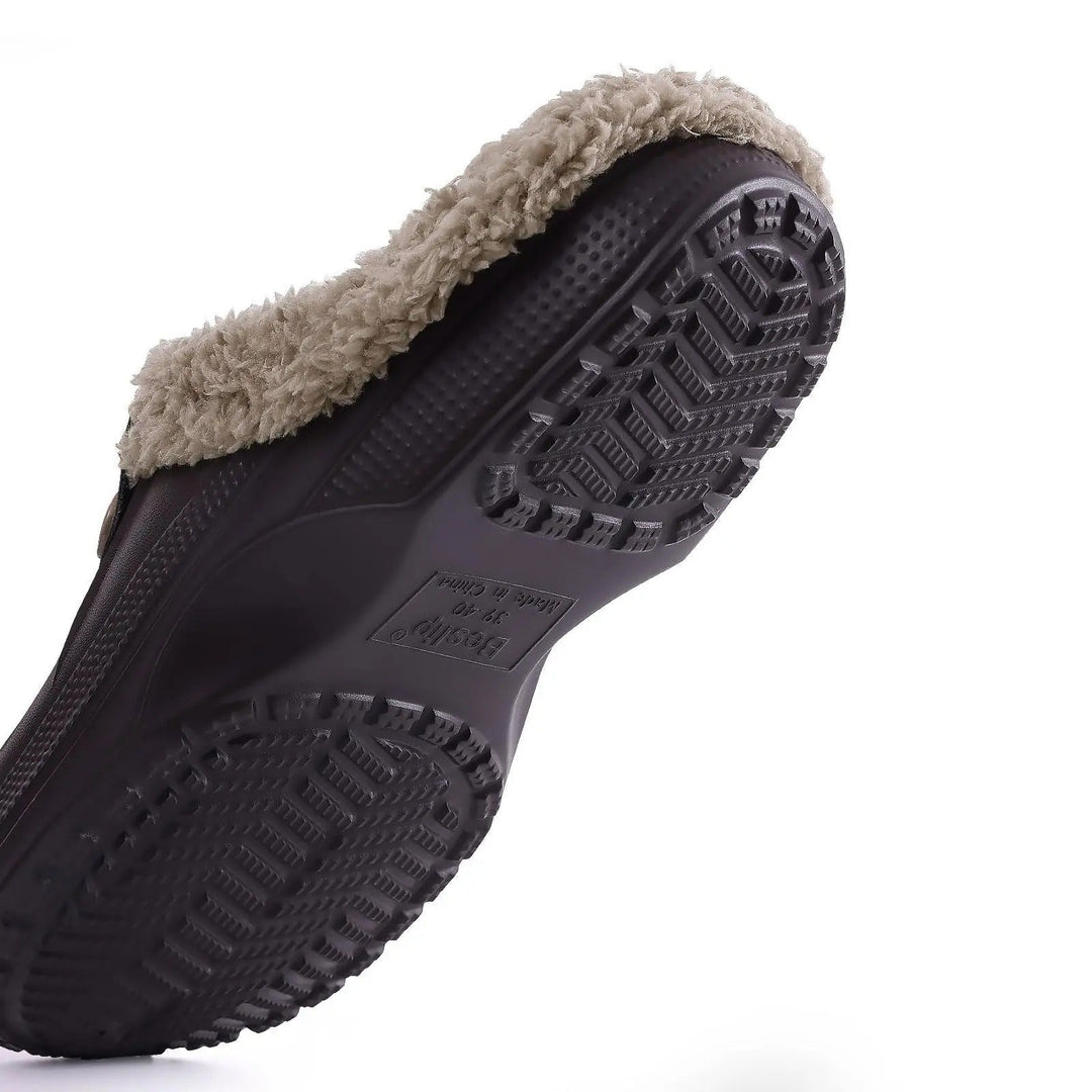 Men's Waterproof Fur-Lined Winter Clogs with Non-Slip Sole