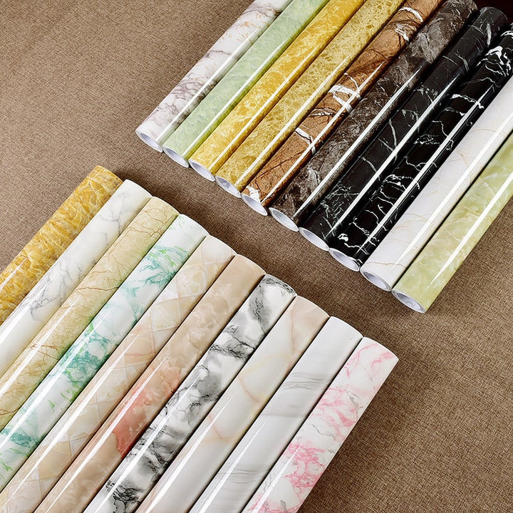 Marble Contact Paper for Countertop and Shelf Liner with Peel and Stick Waterproof Glossy Finish