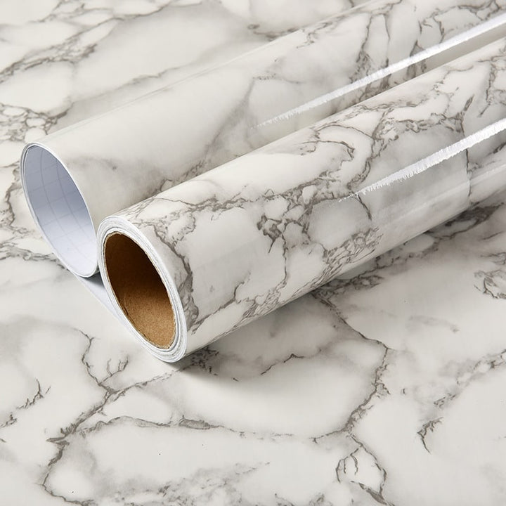 Marble Contact Paper for Countertop and Shelf Liner with Peel and Stick Waterproof Glossy Finish