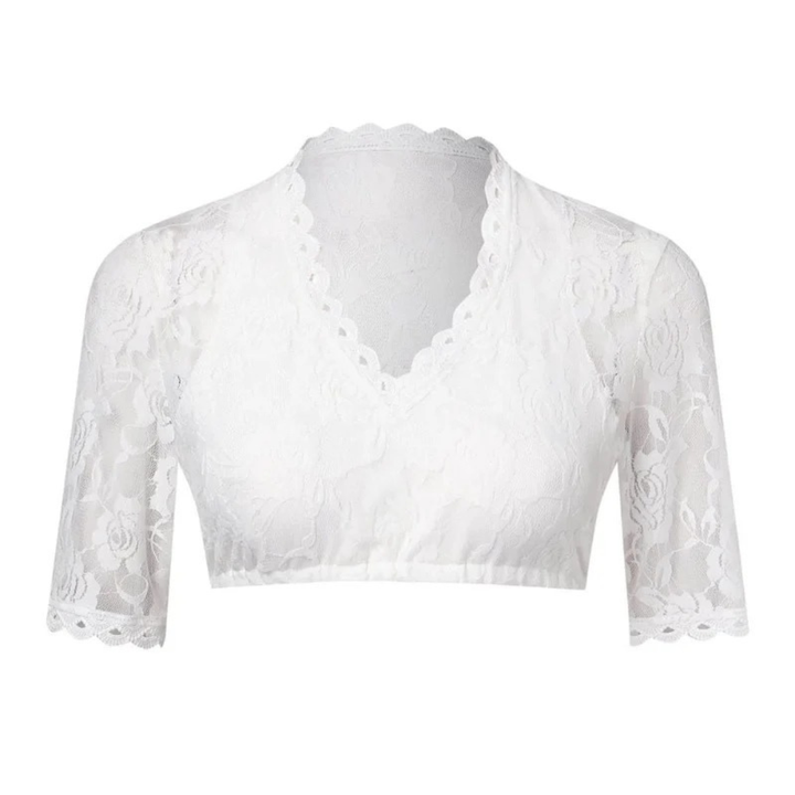 Women's White Dirndl Blouse for Oktoberfest