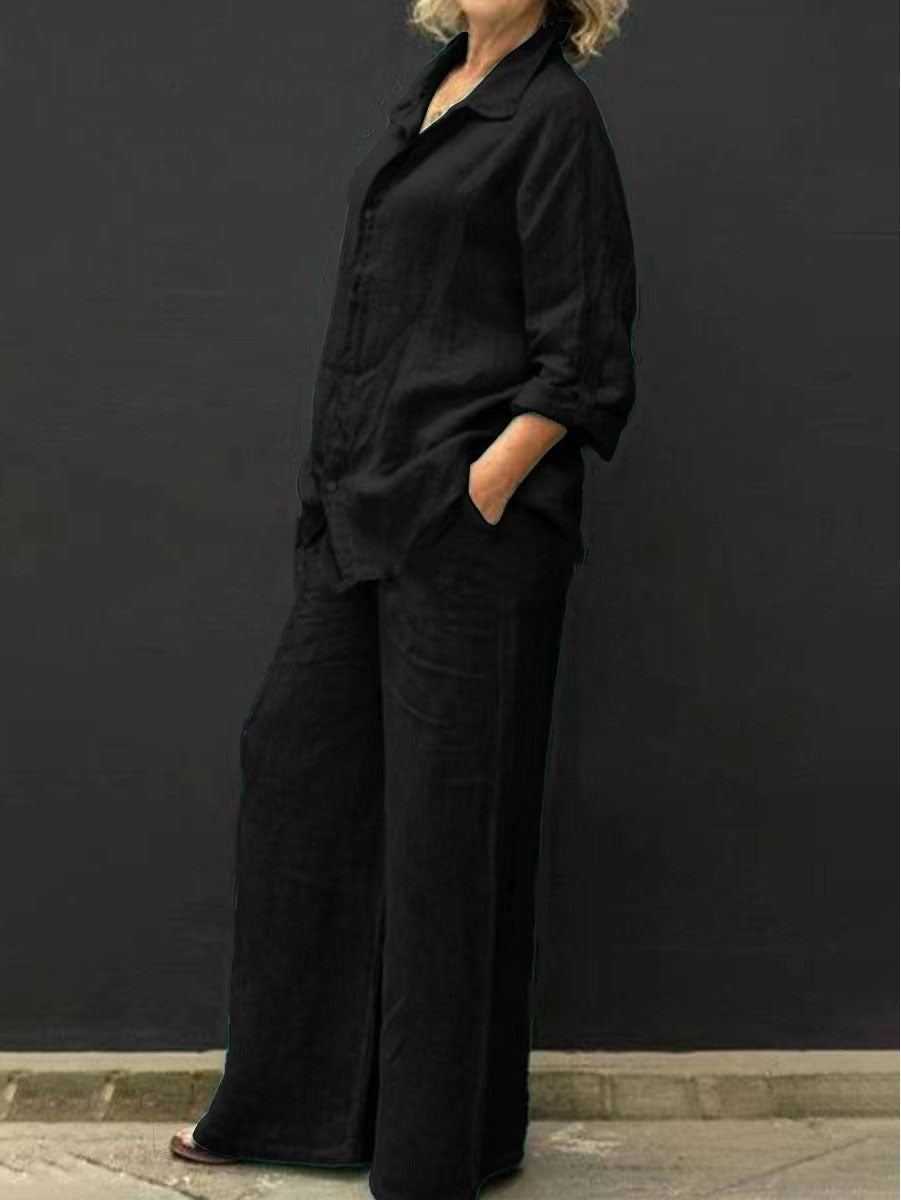 Two-Piece Cotton-Linen Women's Summer Suit – Linora