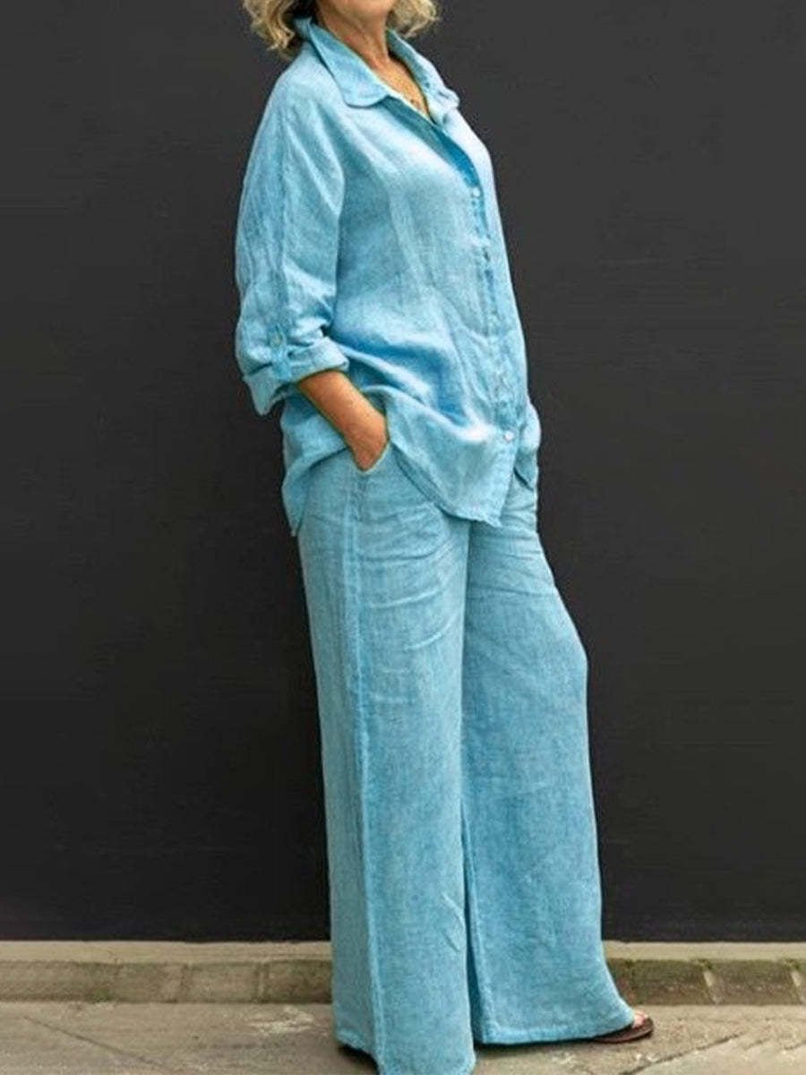 Two-Piece Cotton-Linen Women's Summer Suit – Linora