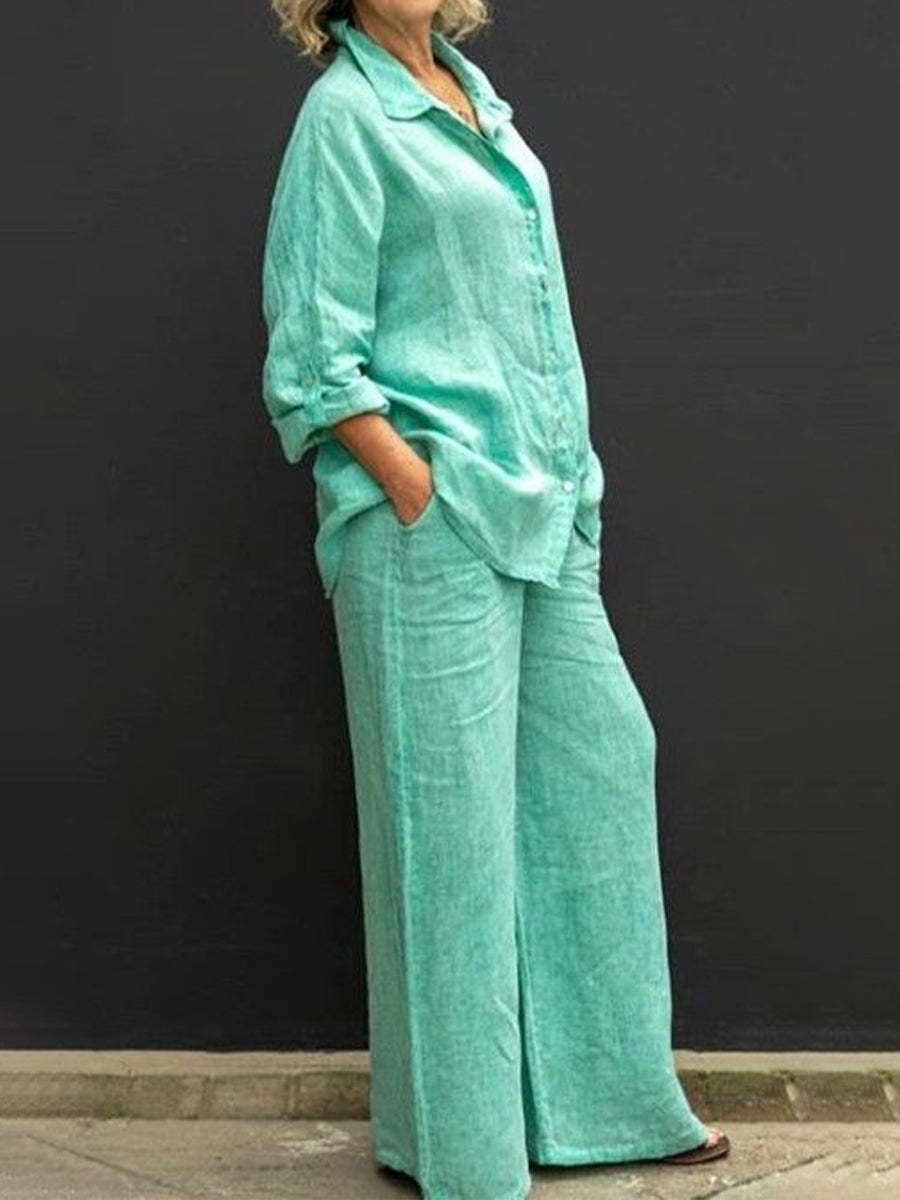 Two-Piece Cotton-Linen Women's Summer Suit – Linora
