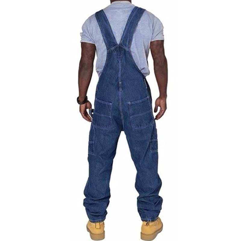 Men's Denim Dungarees Loose Fit – Work Overalls with Multiple Pockets