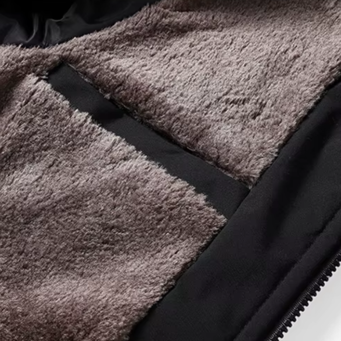 Men's Winter Jacket with Diamond-Quilted Shell and Fleece Lining Stand Collar