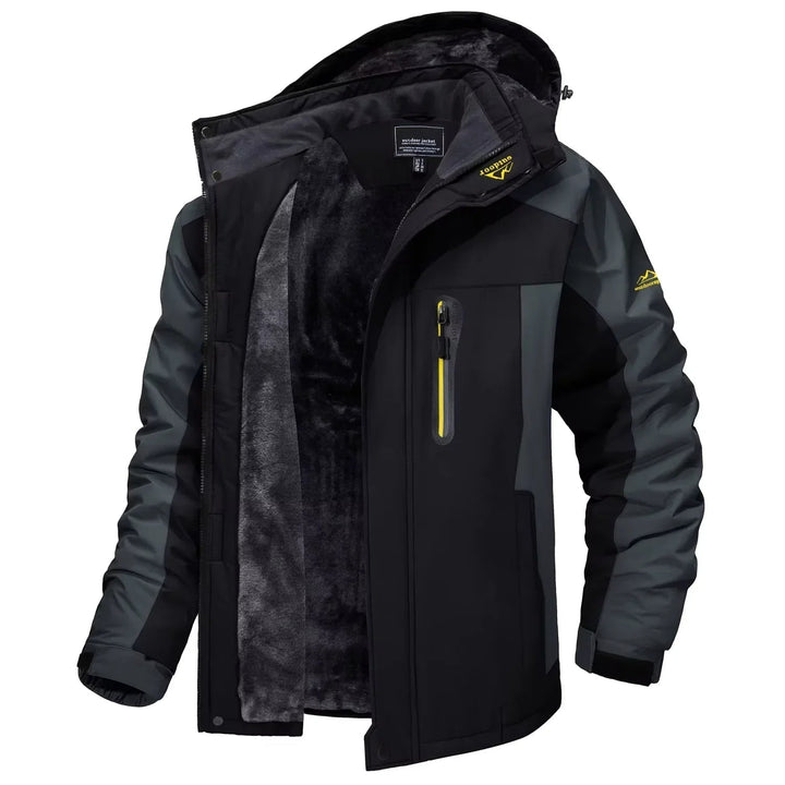 Men's Winter Jackets with Waterproof Shell and Fleece Lining Detachable Hood