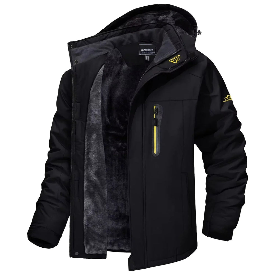 Men's Winter Jackets with Waterproof Shell and Fleece Lining Detachable Hood