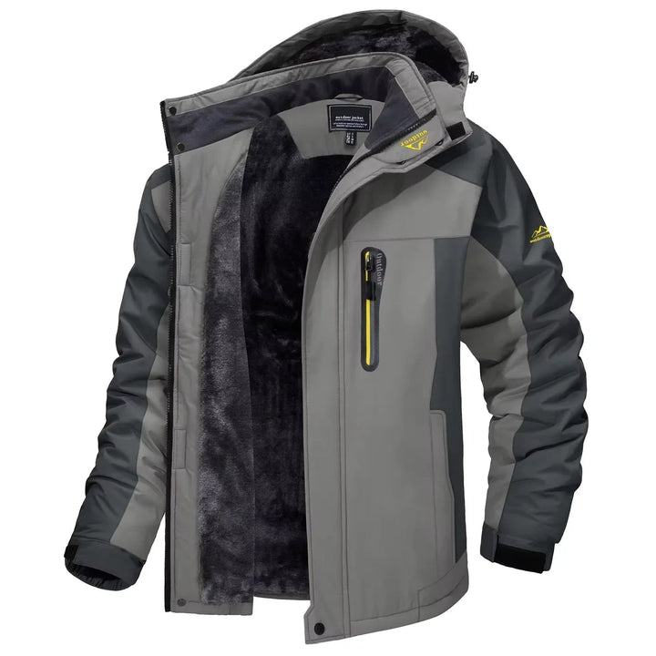 Men's Winter Jackets with Waterproof Shell and Fleece Lining Detachable Hood