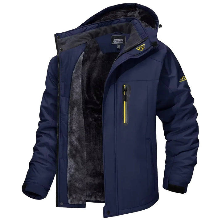 Men's Winter Jackets with Waterproof Shell and Fleece Lining Detachable Hood