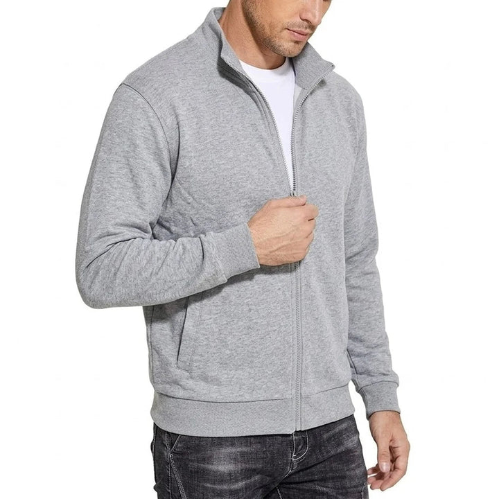 Men's zip-up cotton sweatshirt jacket, breathable, classic relaxed fit