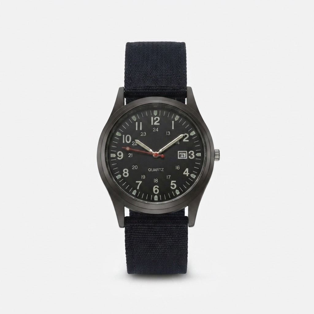 Military Watch with Nylon Strap – Water-Resistant, Shockproof, with Luminous Hands