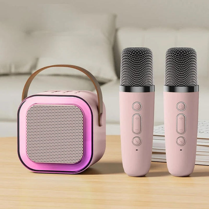 Mini Karaoke Machine with Wireless Microphones and Portable Bluetooth Speaker