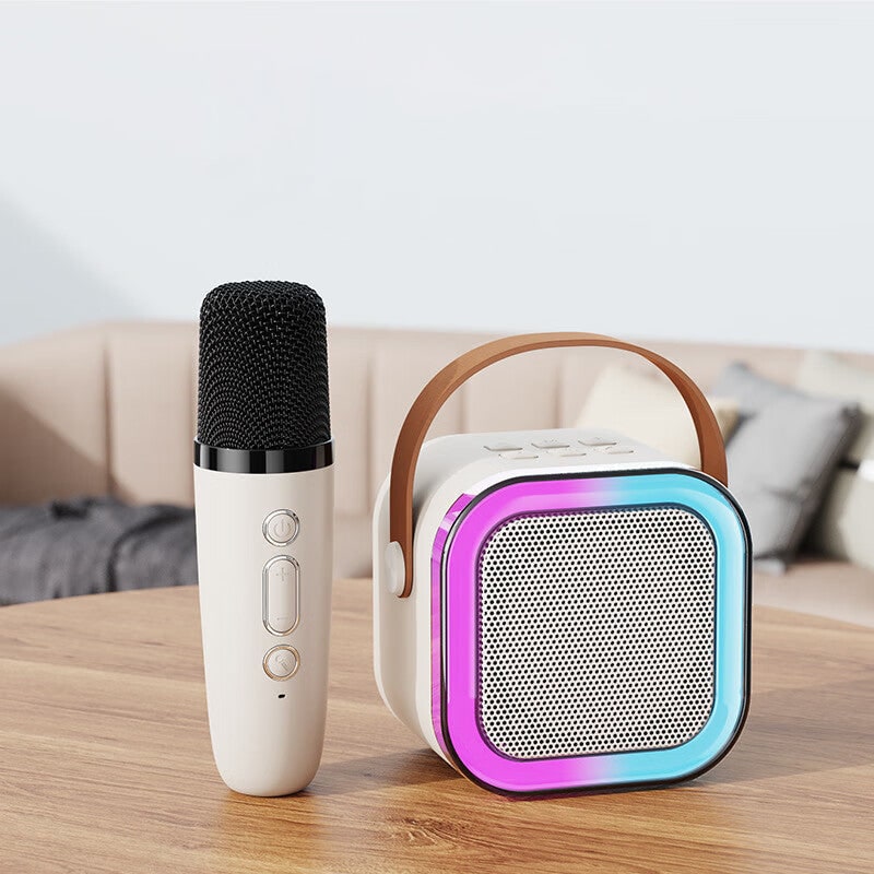 Mini Karaoke Machine with Wireless Microphones and Portable Bluetooth Speaker