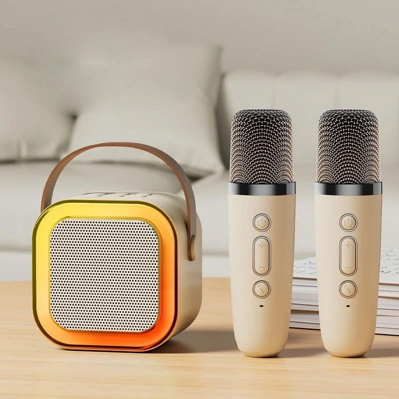 Mini Karaoke Machine with Wireless Microphones and Portable Bluetooth Speaker