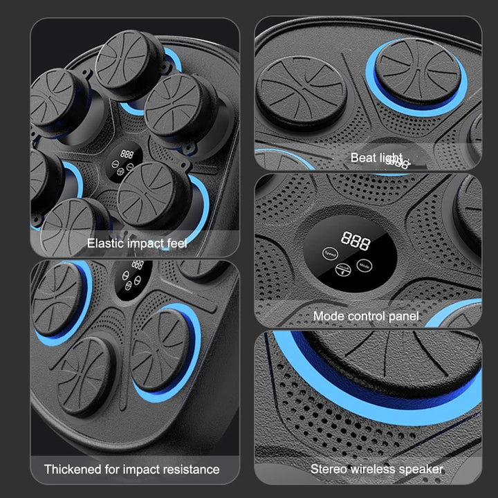 Music Boxing Machine Wall Mounted LED Electronic Wireless 6 Pad Trainer