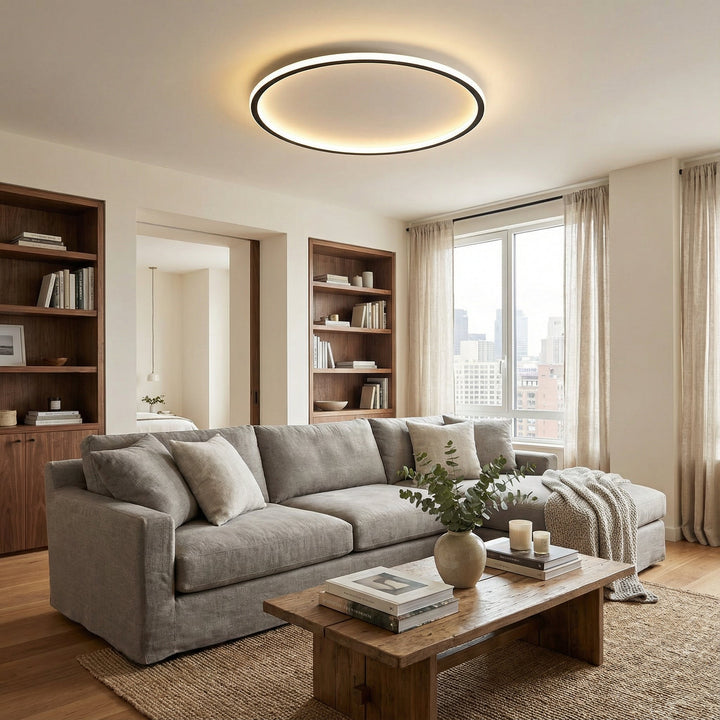 Scandinavian Round Ceiling Light with LED Glow