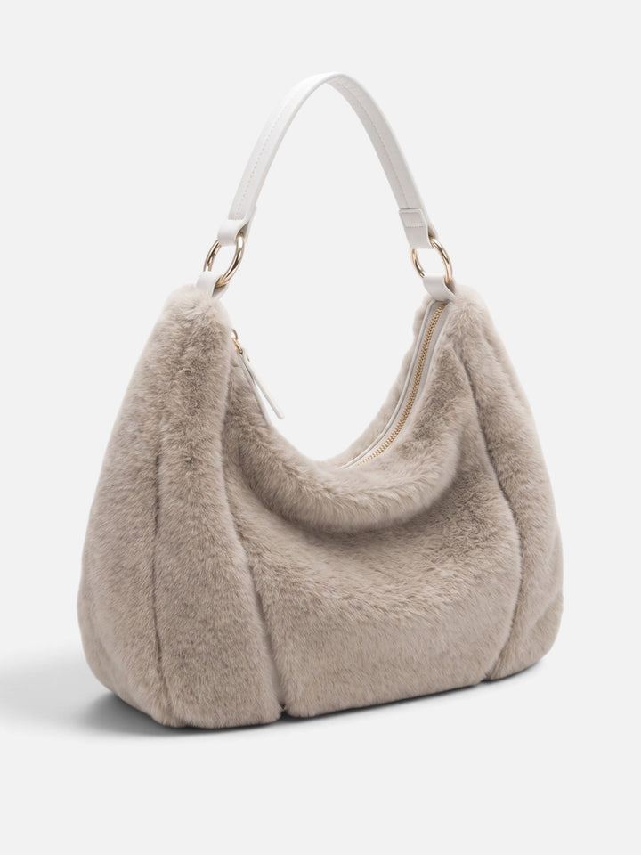 Women's Faux Fur Zip Hobo Bag