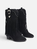 Women's Faux Suede Fringe Cowboy Boots with Studs
