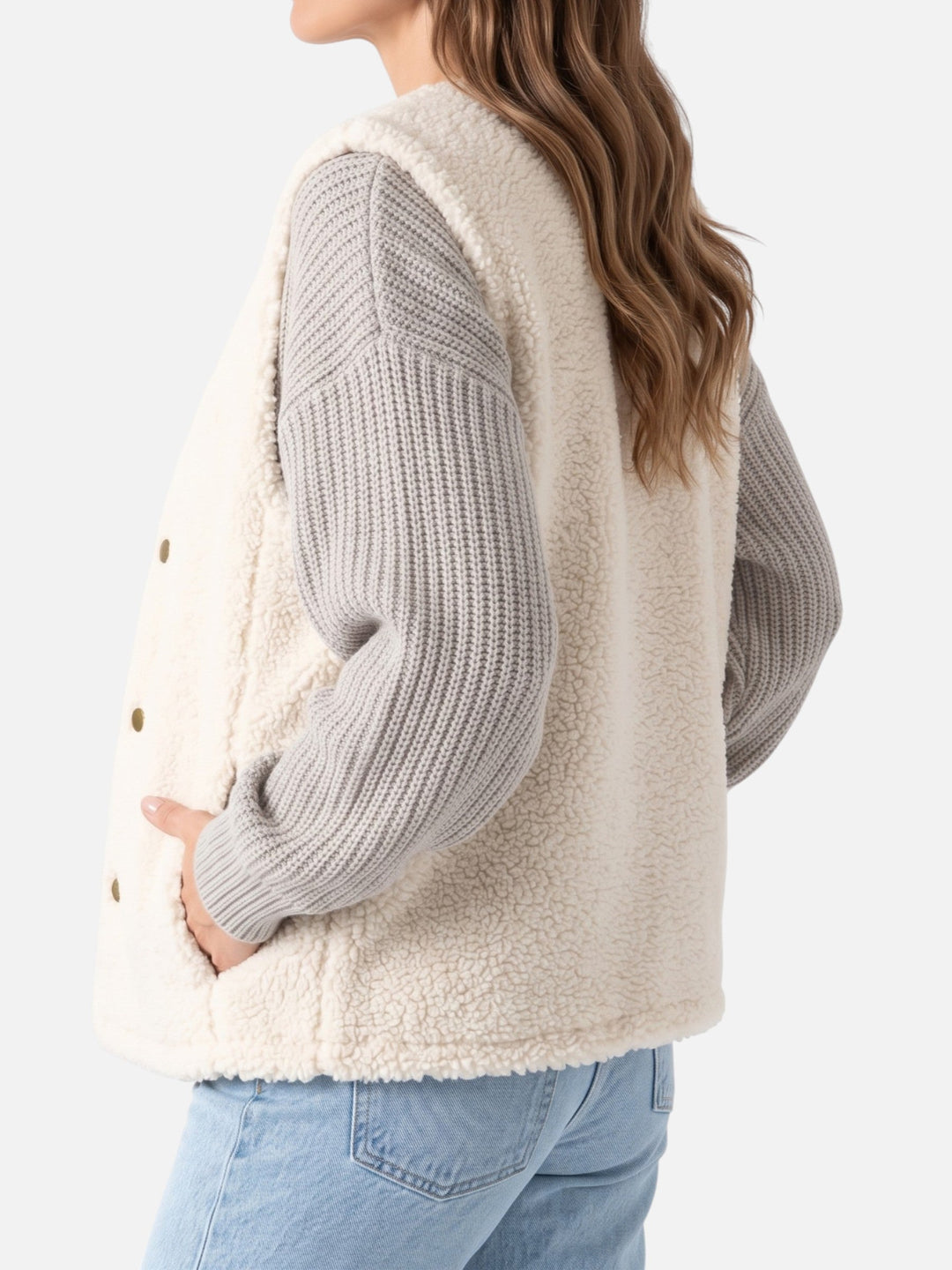 Women's Button-Up Sherpa Vest