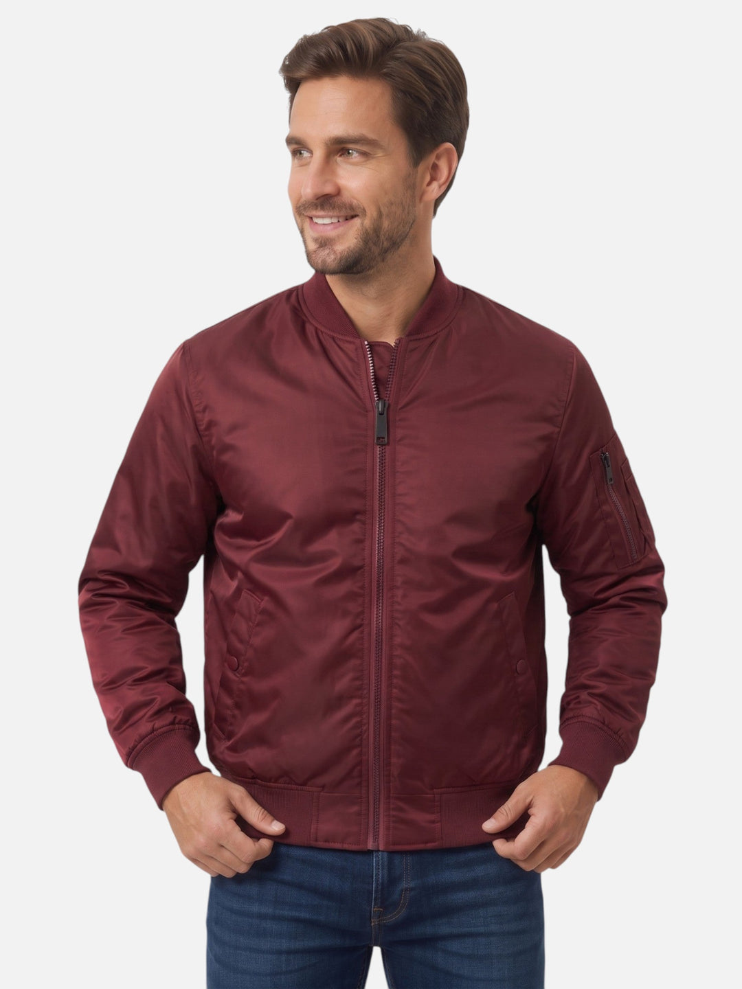 Men's Zip-Up Windbreaker Bomber Jacket
