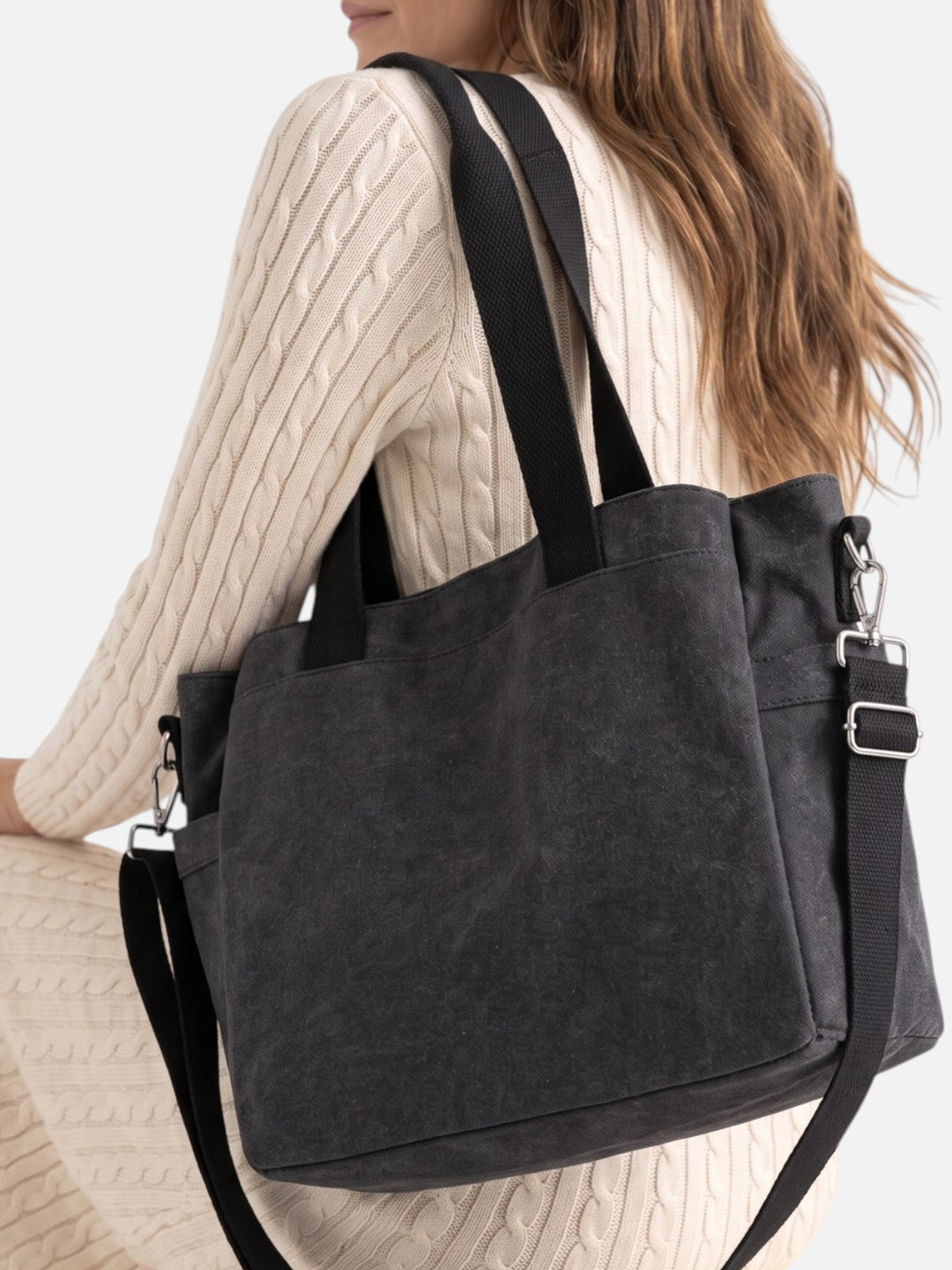 Women's Convertible Canvas Tote Bag with Crossbody Strap