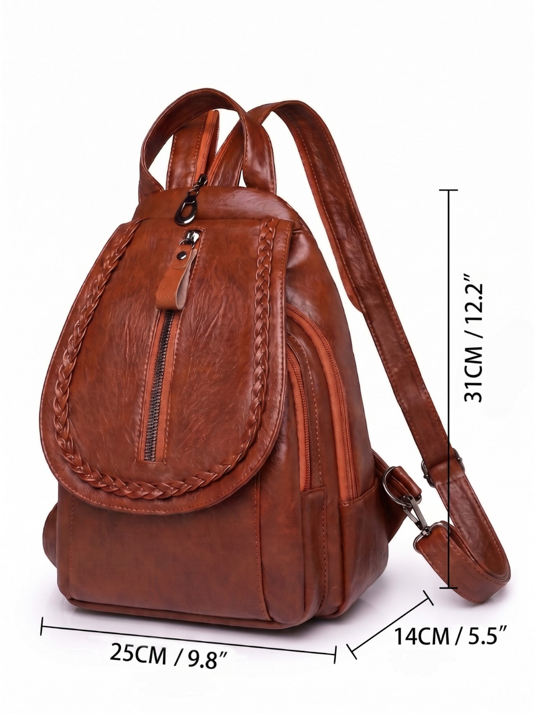 Women's Mini Woven Leather Backpack Crossbody
