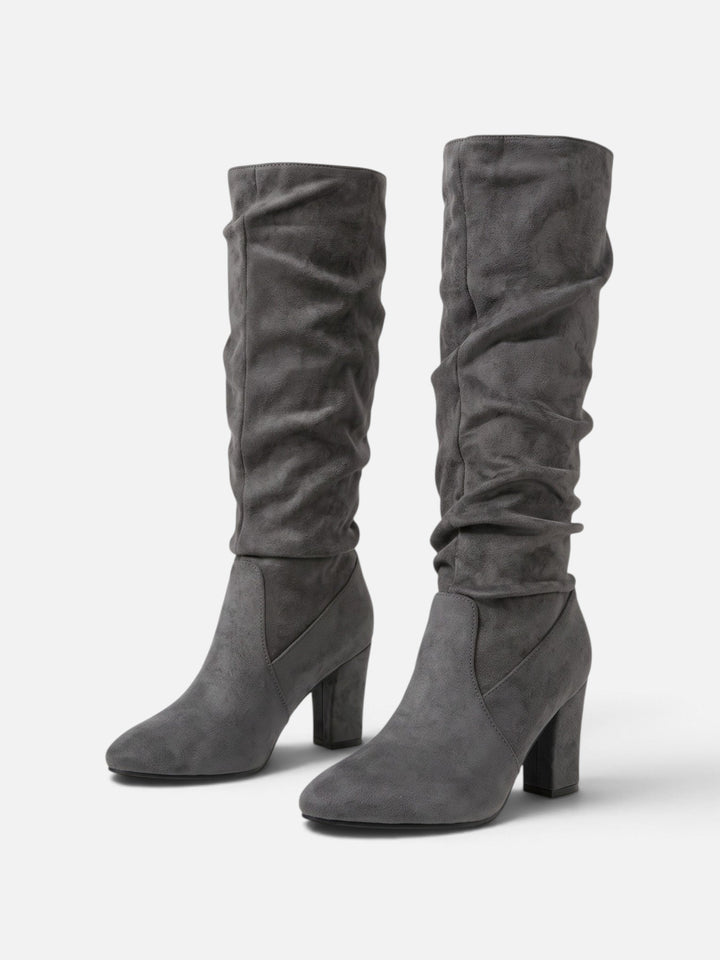 Women's Faux Suede Slouchy Block Heel Boots