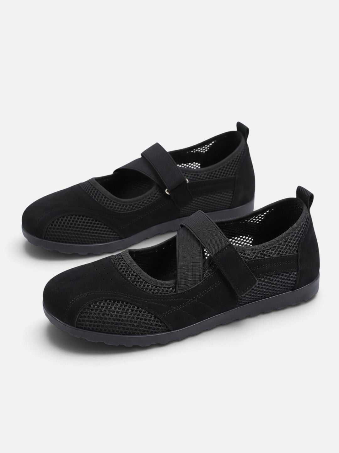 Women's Mesh Sneakerina Ballet Flats with Crisscross Straps