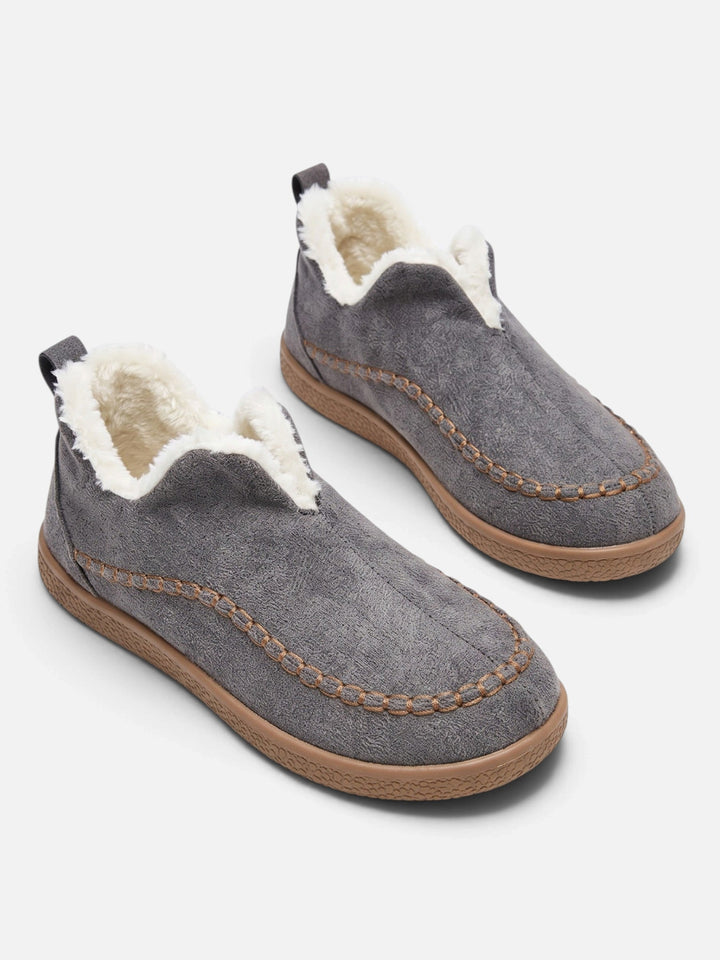 Women's Corduroy Slip-On Slippers with Faux Fur Lining