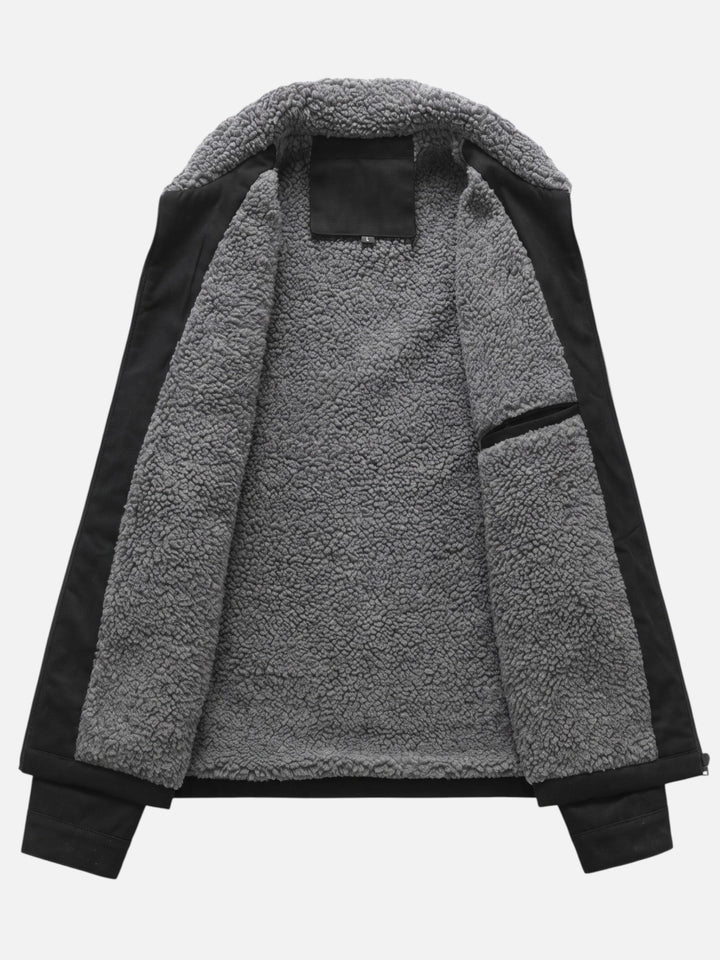Men's Sherpa-Lined Suede-Effect Jacket