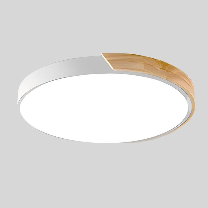 Scandinavian LED Ceiling Light in Macaron Shape with Wooden Accent for Living Room or Bedroom