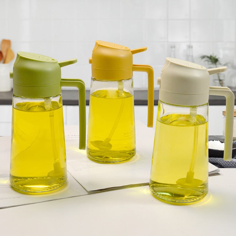Oil Olive Sprayer Dispenser with Glass Bottle and Flip-Top Pouring Spout And Vinegar