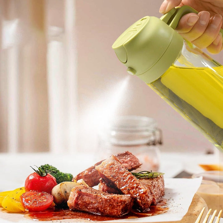 Olive Oil Dispenser Bottle with Glass Sprayer and Dual-Function Pour Spout