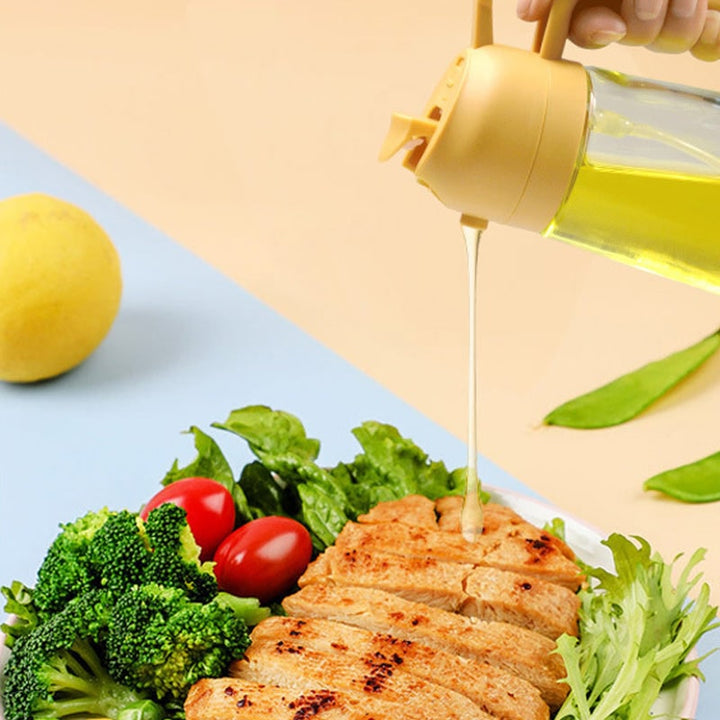 Olive Oil Dispenser Bottle with Glass Sprayer and Dual-Function Pour Spout