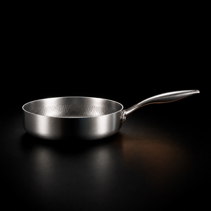 Hand-Hammered Deep Titanium Frying Pan