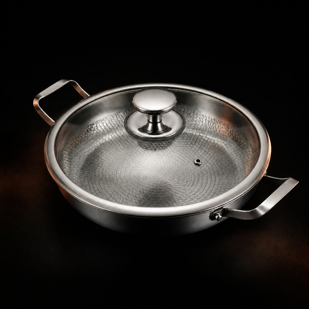 Hand-Hammered Titanium Pan with Two Side Handles