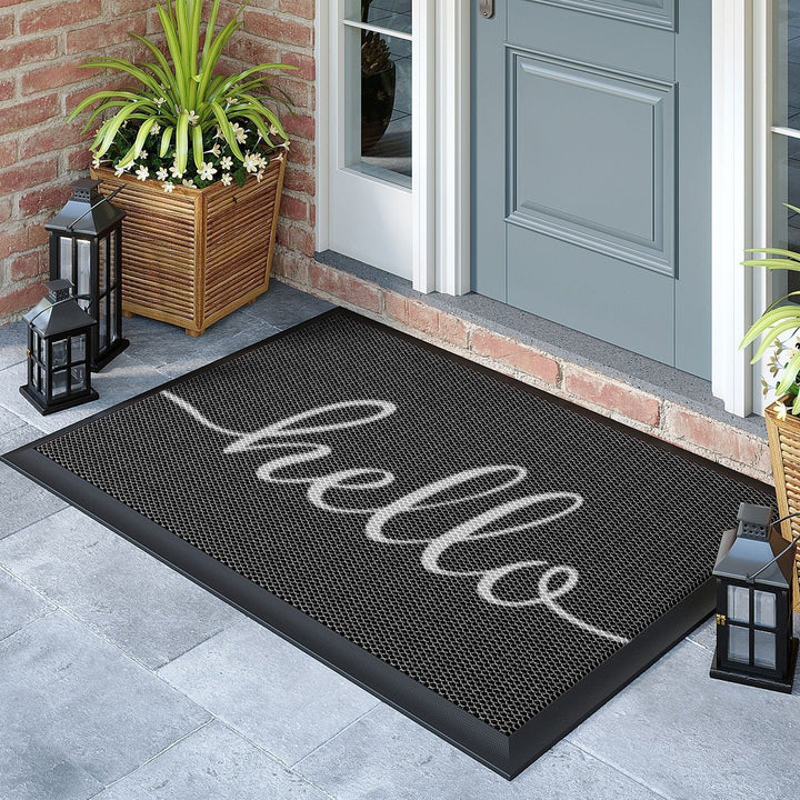 Outdoor Rugs for Porch and Doormat with Non-Slip Rubber Backing and Water Resistant PVC Mesh Surface