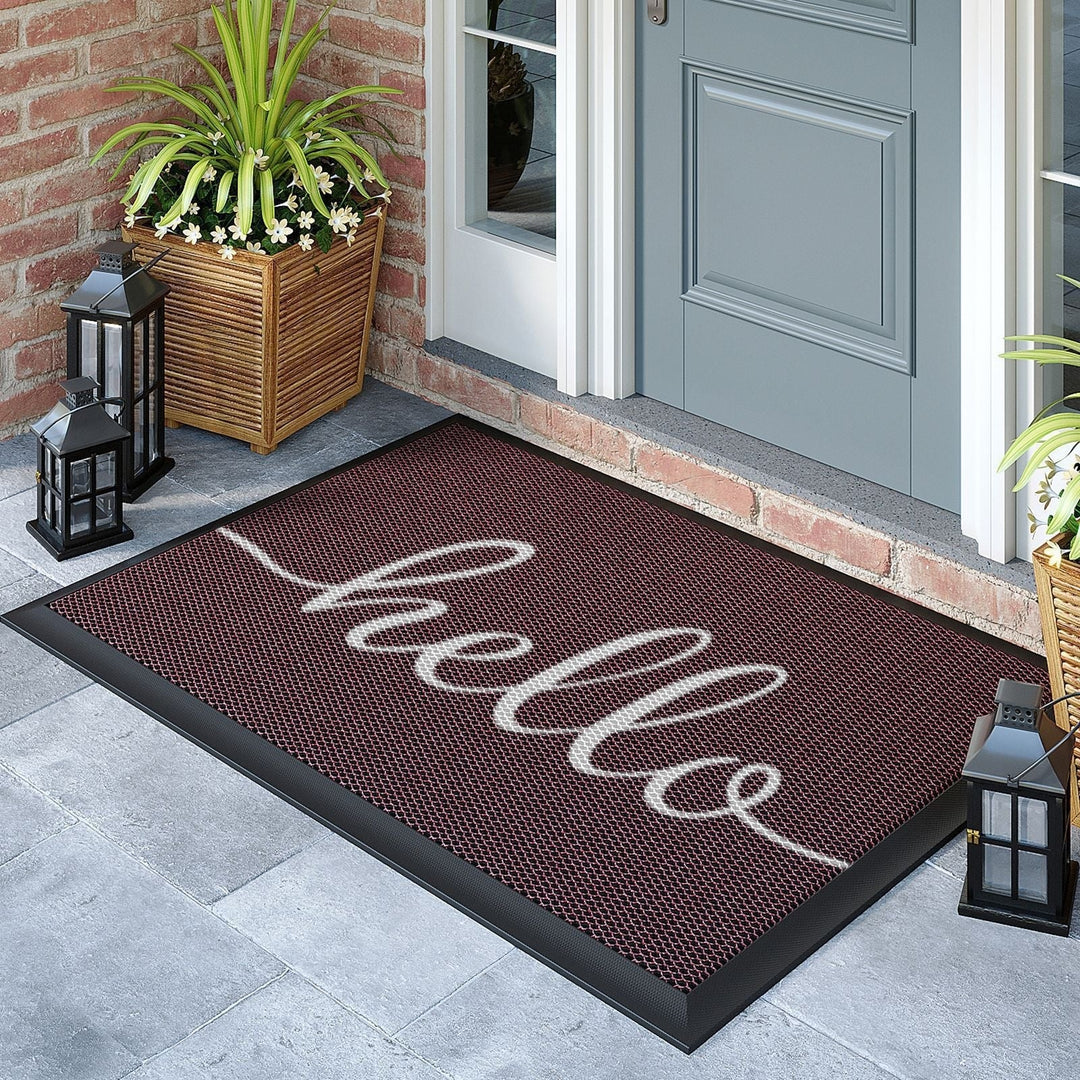 Outdoor Rugs for Porch and Doormat with Non-Slip Rubber Backing and Water Resistant PVC Mesh Surface